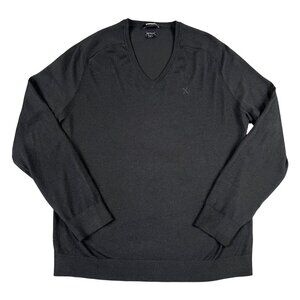 Express Mens Merino Wool Blend Black V-Neck Sweater Sz XL